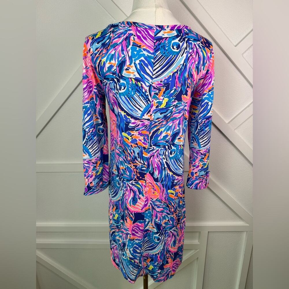 Lilly Pulitzer Linden 3/4 Sleeve Dress Pima Cotton In The Sea Fish Print Small - Picture 5 of 10